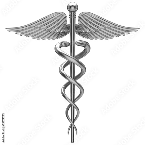 Silver caduceus medical symbol photo