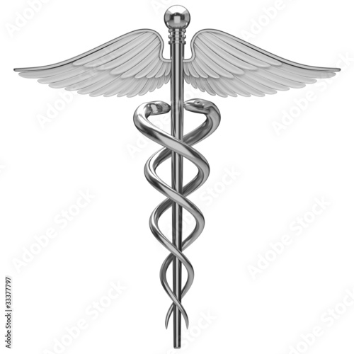 Silver caduceus medical symbol photo