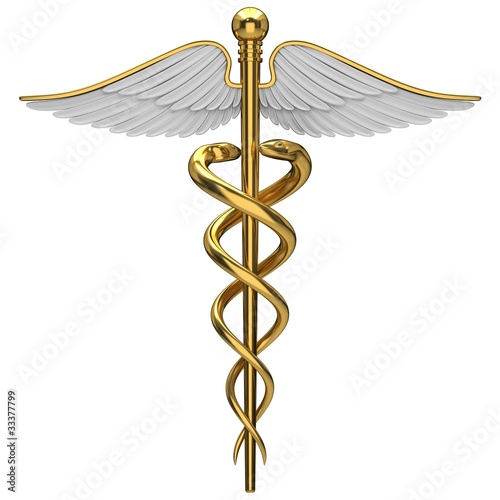 Golden caduceus medical symbol photo