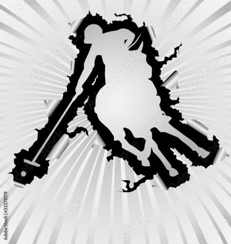 Polo silhouette break through white background
