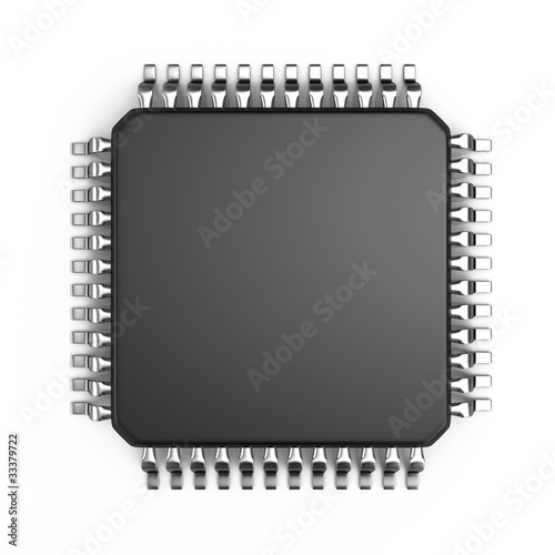 Microchip isolated on white background photo