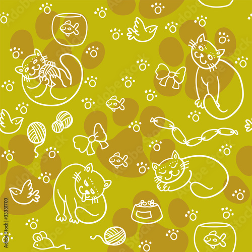 Seamless Pattern With Cats.