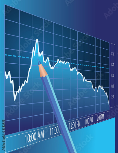 stock market trend and pencil