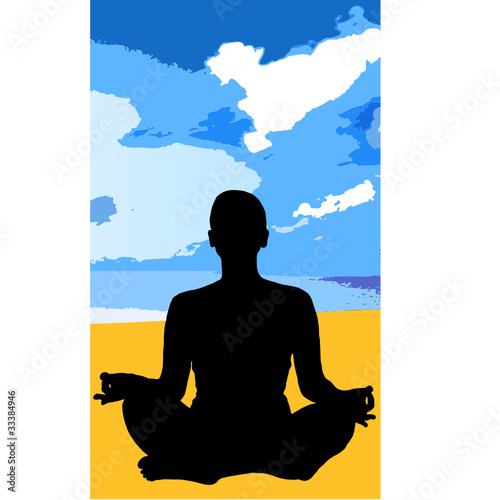 yoga girl black silhouette on the beach