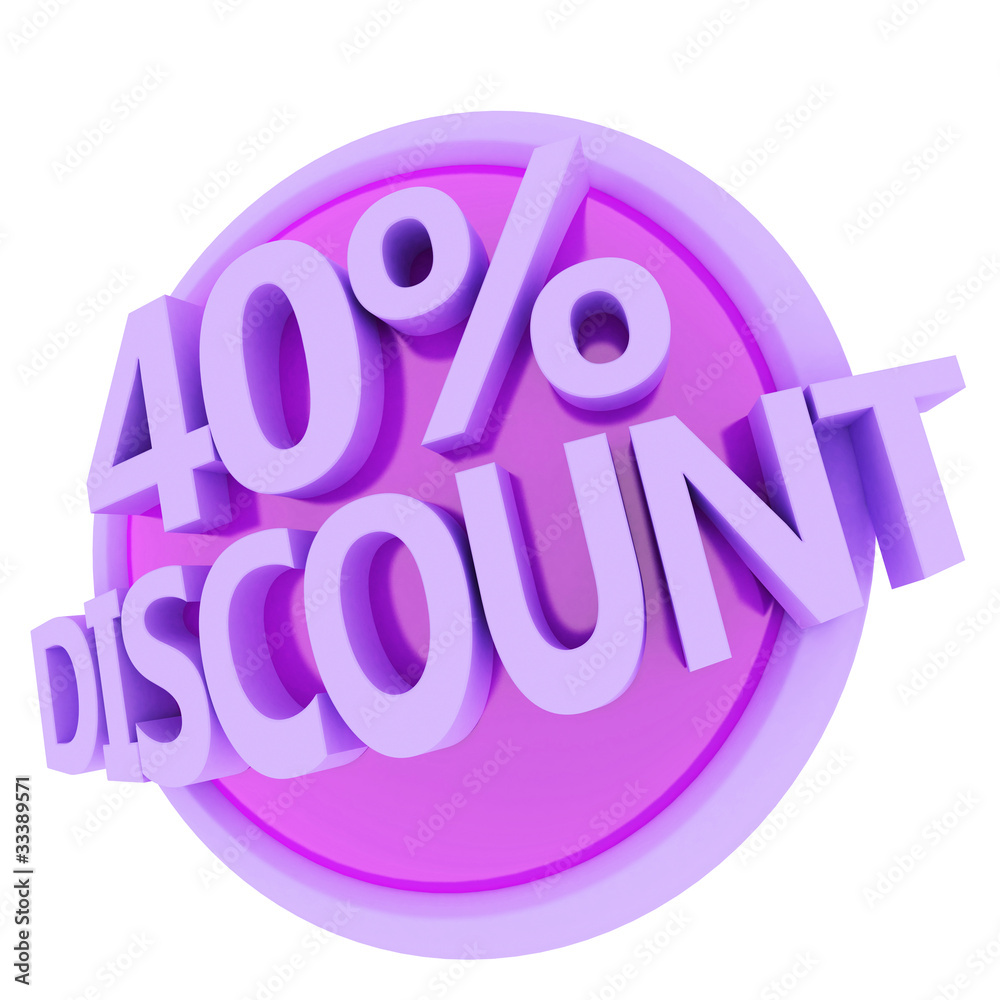 3d rendered, green 40 percent discount button 3d rendered, green 40 percent discount button