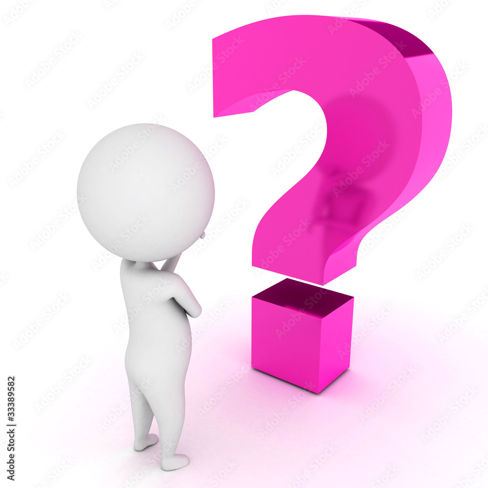 3d rendered illustration of a little guy and a question mark 3d rendered illustration of a little guy and a question mark