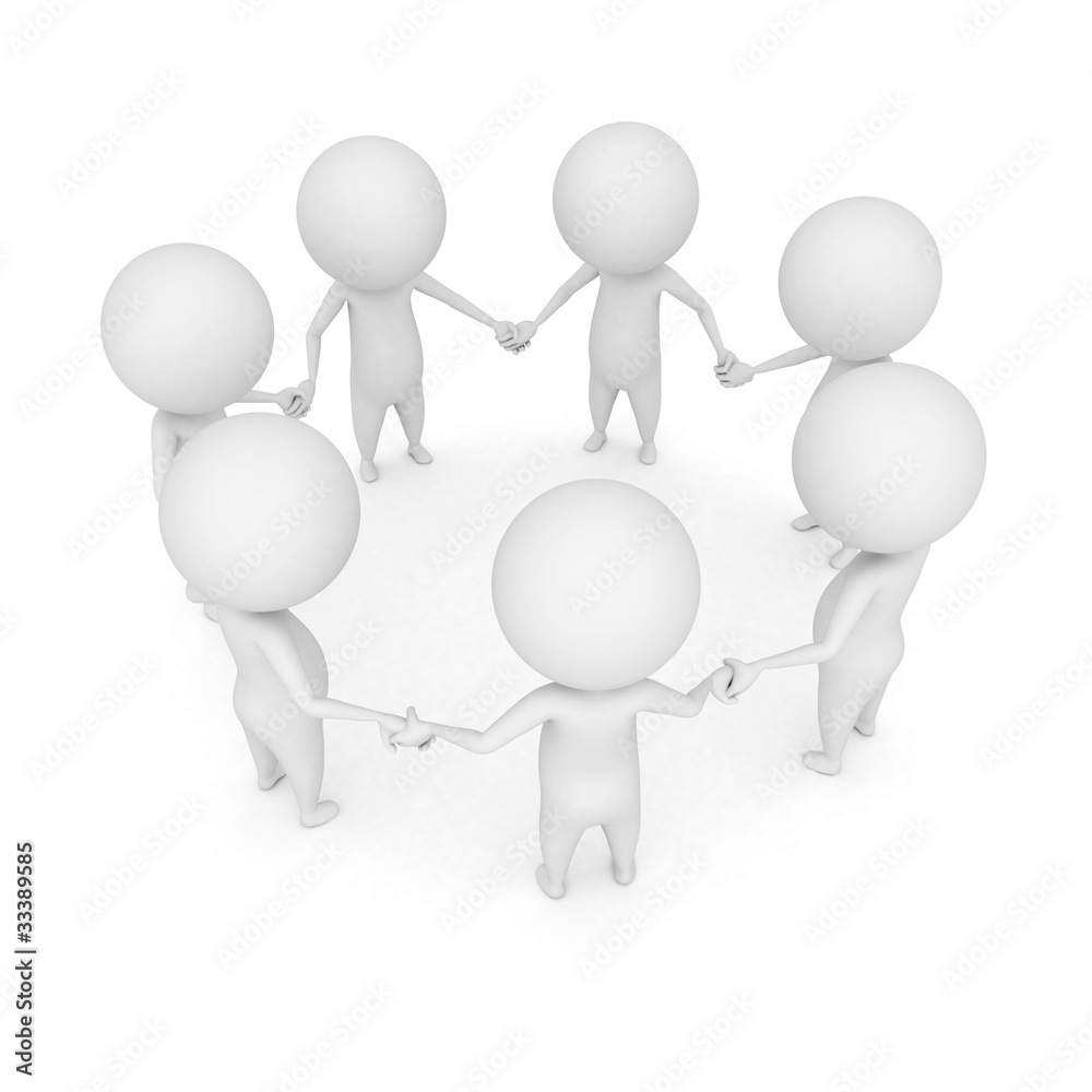 3d rendered illustration of a circle of little guys 3d rendered illustration of a circle of little guys