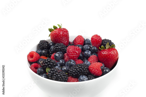 A group of fresh berries in a bowl