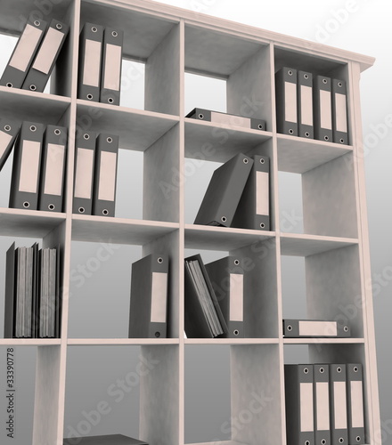 Obraz w ramie 3d image of office bookshelf with folders