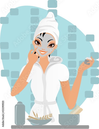 woman with cream in bathroom