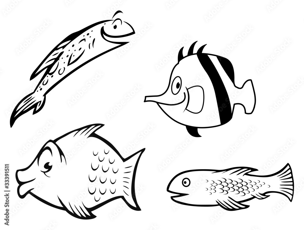 Obraz premium fish collection outline