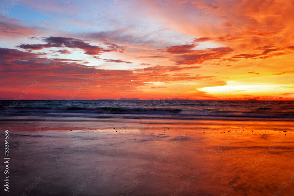 Tropical colorful sunset.