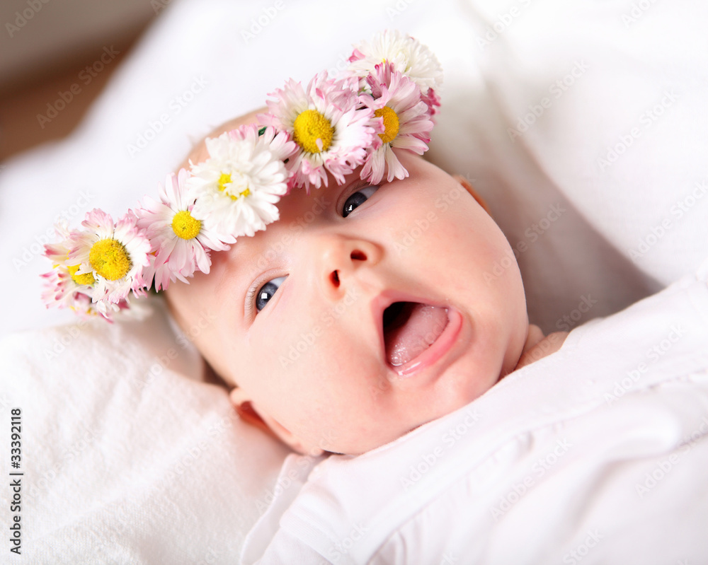 Portrait of a baby with a wreath Portrait of a baby with a wreath