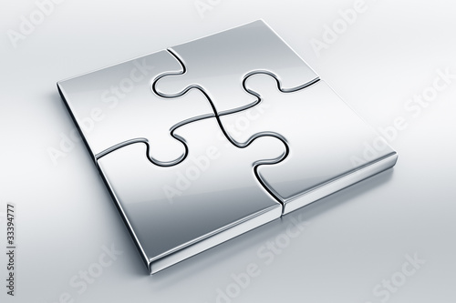Metallic puzzle pieces