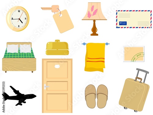 Set of hotel objects. Vector