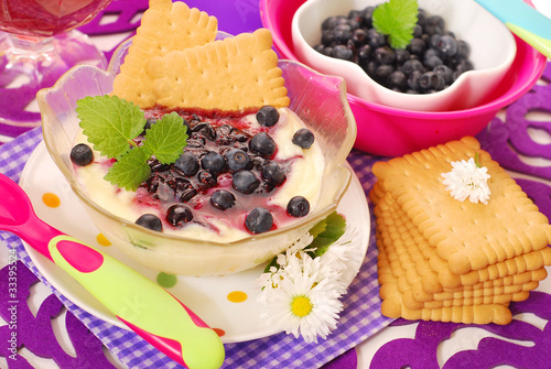 semolina dessert with blueberry for baby
