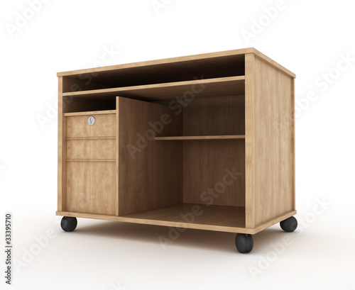 wooden cabinet isolated over white background