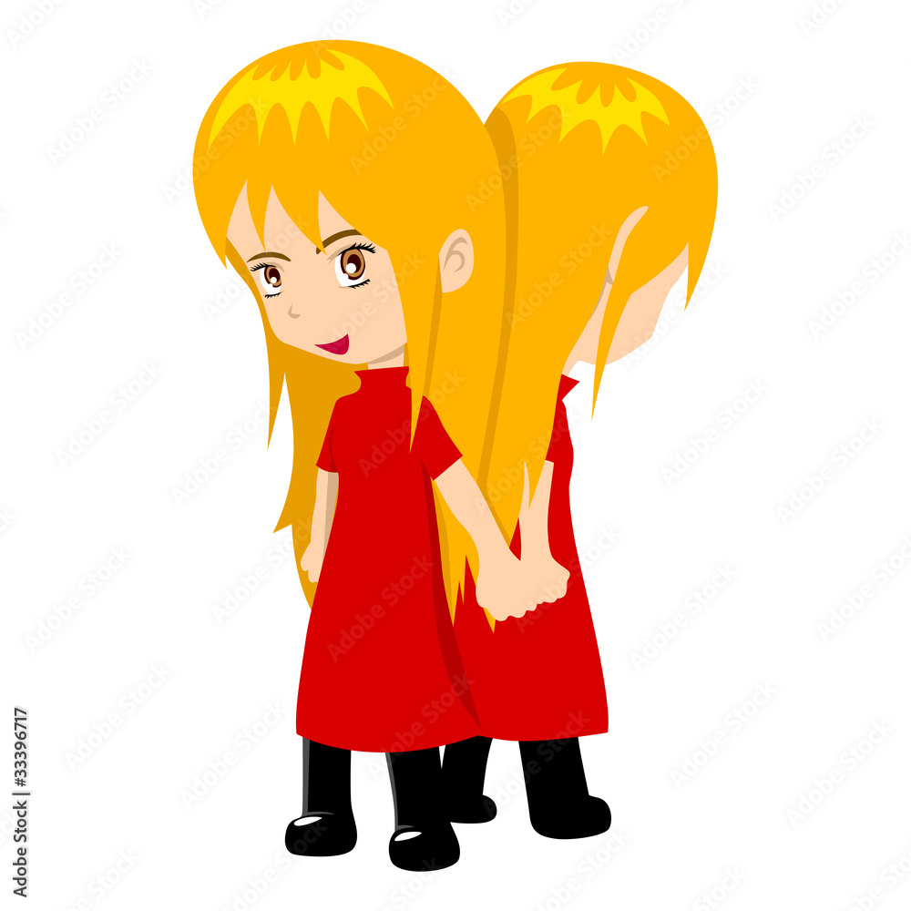 Vector illustration of Gemini in cartoon style Vector illustration of Gemini in cartoon style