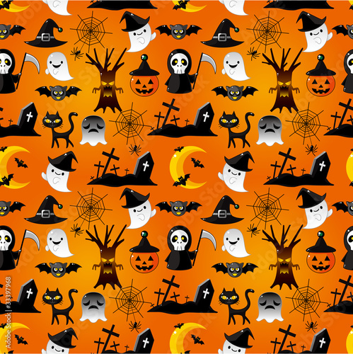 cartoon Halloween seamless pattern