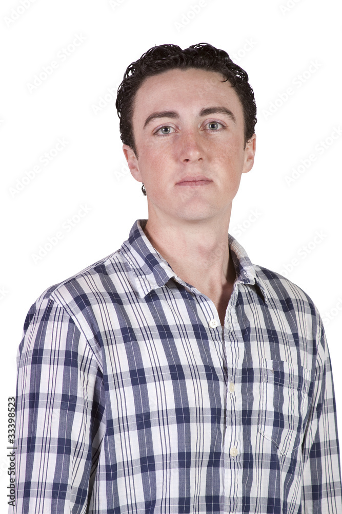 Handsome and trendy fashion model posing at camera Handsome and trendy fashion model posing at camera