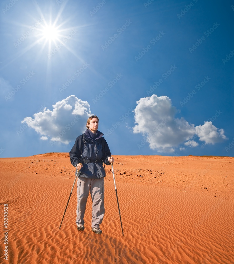 tourist in a sand desert