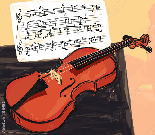 violin in watercolor style