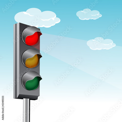 traffic signal with clouds