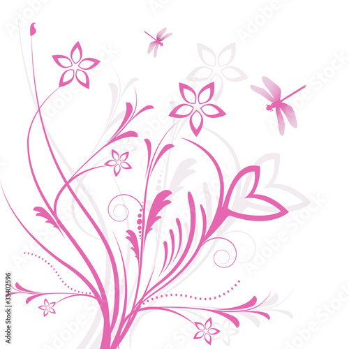 floral background with butterfly