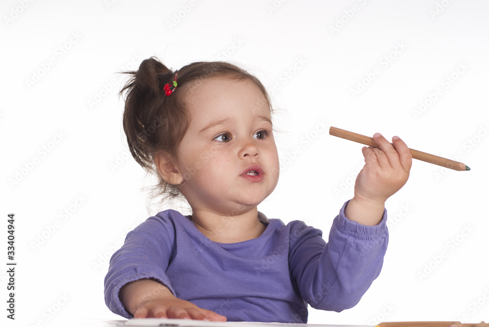 cute little girl draws