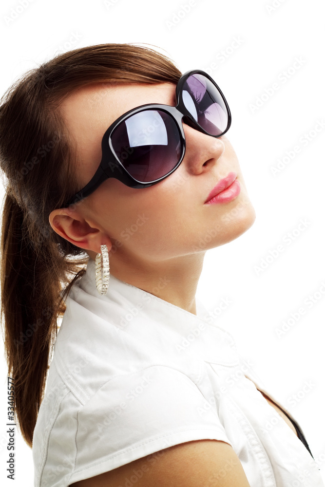 girl in sunglasses isolated on white girl in sunglasses isolated on white