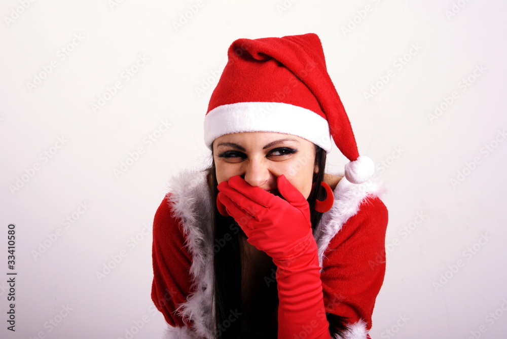 The girl in Christmas clothes. The girl in Christmas clothes.
