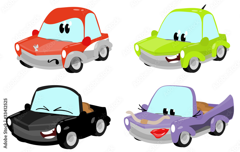 Naklejka premium cute cartoon car characters