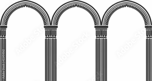 Ancient doorway hall with column in corridor