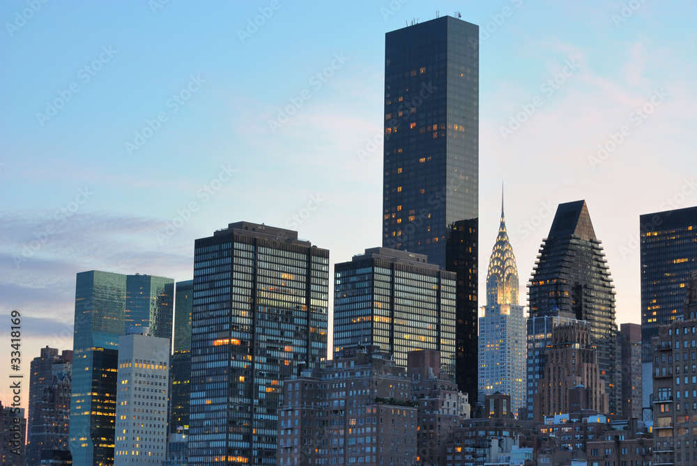 New York City Skyline With Landmark Buildings