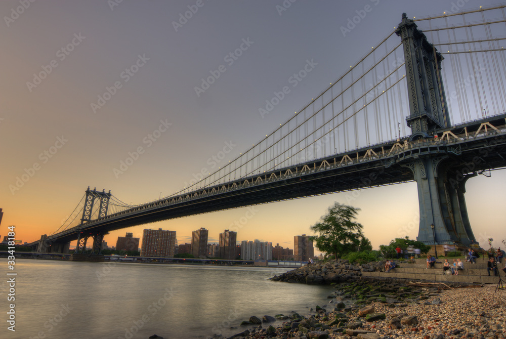 The Manhattan Bridge Spans the East River in New York City