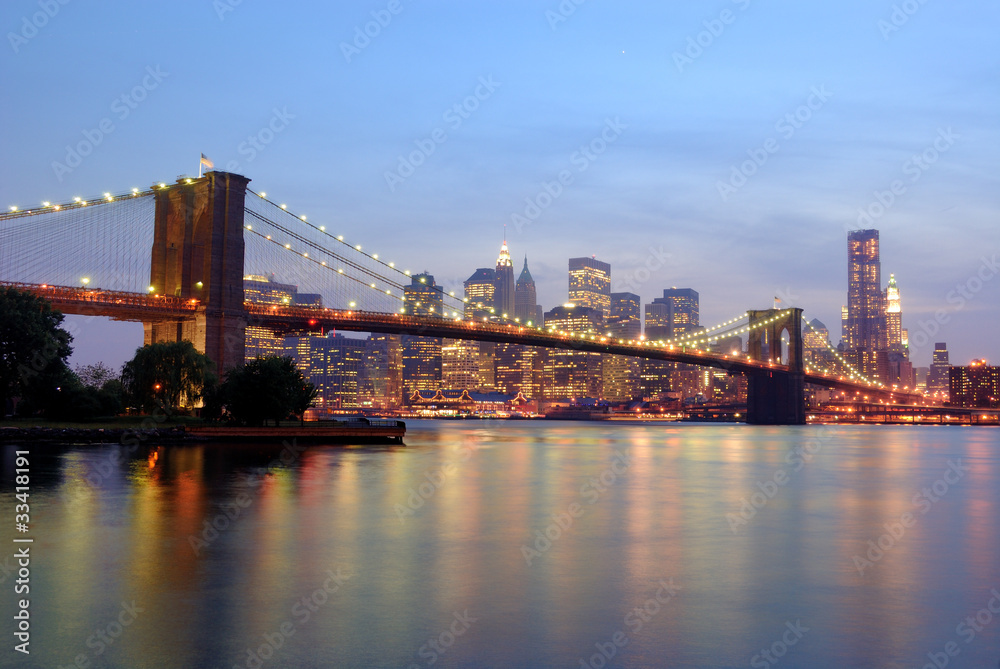 The Brooklyn Bridge Spans the East River in New York City
