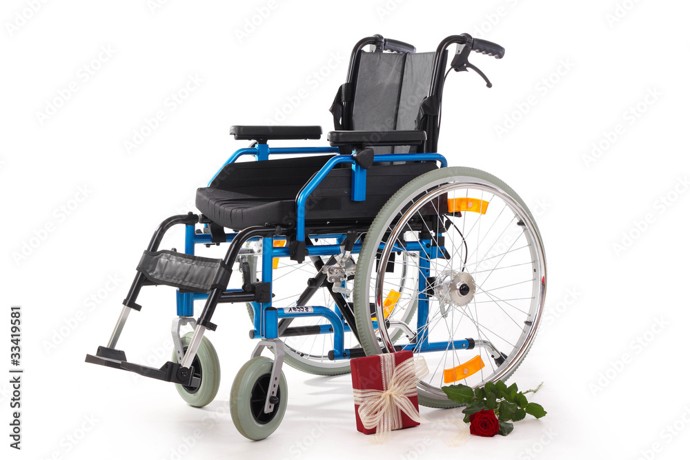 Fototapeta premium geschenk rose rollstuhl