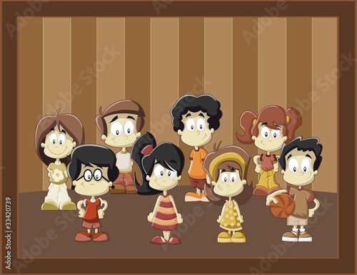 Cute happy cartoon kids