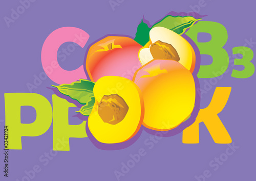 Fruits and vitamins that they contain.  Peaches.
