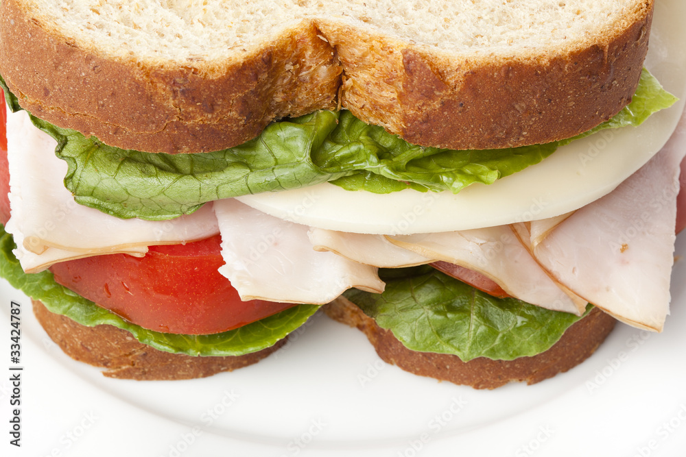 A large turkey sandwhich A large turkey sandwhich