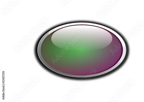 Glossy button in green violet iridescent