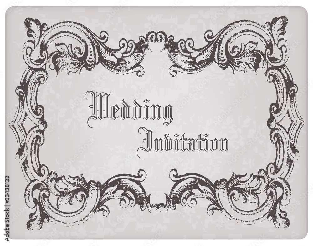 Retro Wedding Invitation postcard with beautiful frame - for des