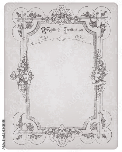 Retro Wedding Invitation postcard with beautiful frame - for des