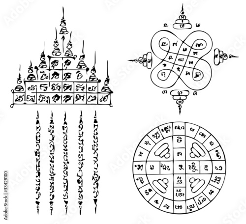 Thai Tattoo Ancient. Vector template