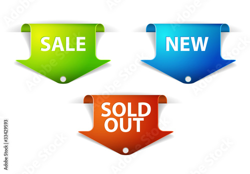 Set of eshop tags for new, sale and sold out items