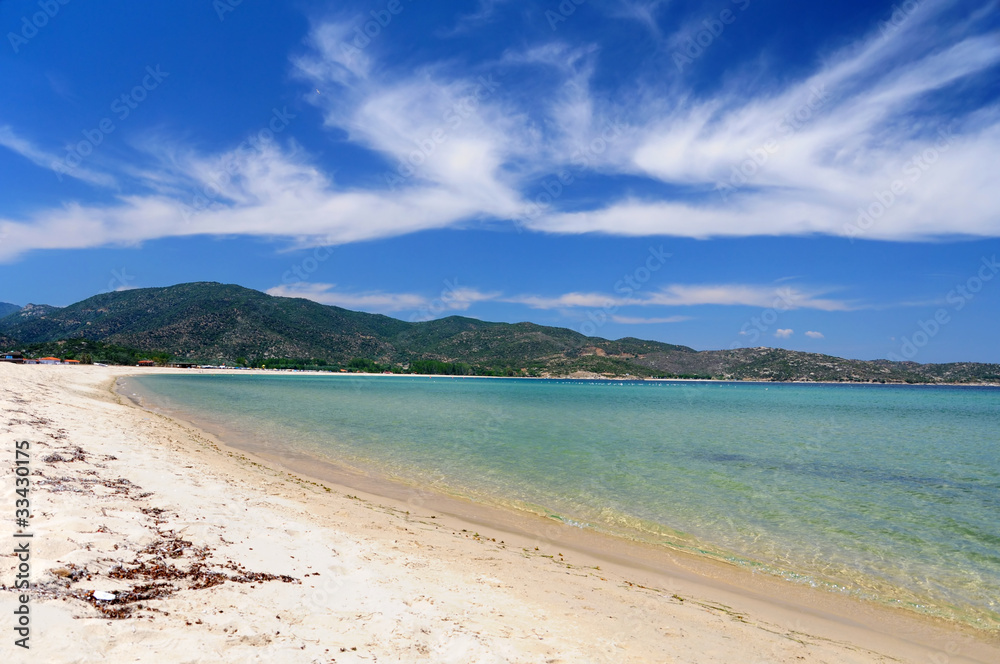 Greek beach with white sand at Chalkidiki peninsula