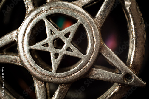 Pentagram with reflection macro shot photo