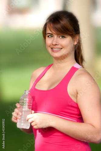 Woman taking exercise break