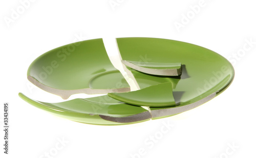 Broken green plate