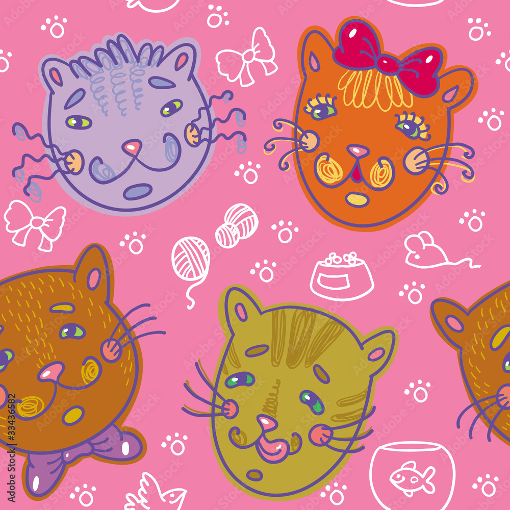 Seamless Pattern Wtith Cats.